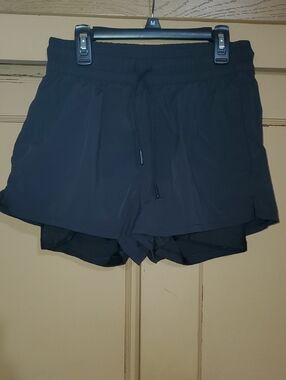 Spyder Black Layered Athletic Shorts with Drawstring